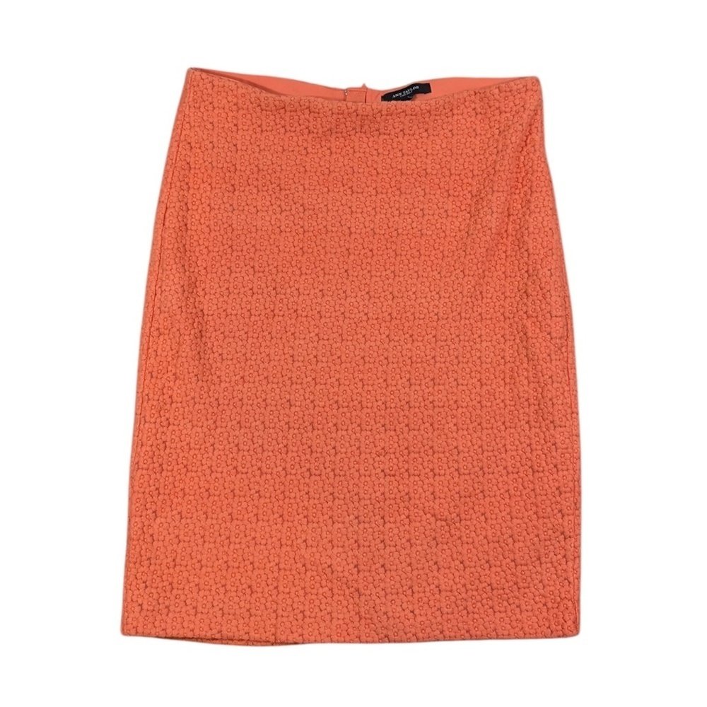 Ann Taylor Orange Floral Pencil Skirt Size 4